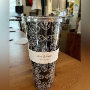 New Vera Bradley Black and White Flower Tumbler